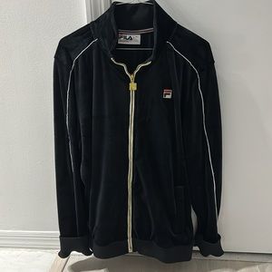 Fila Velour Jacket, Black, size L, gold zipper